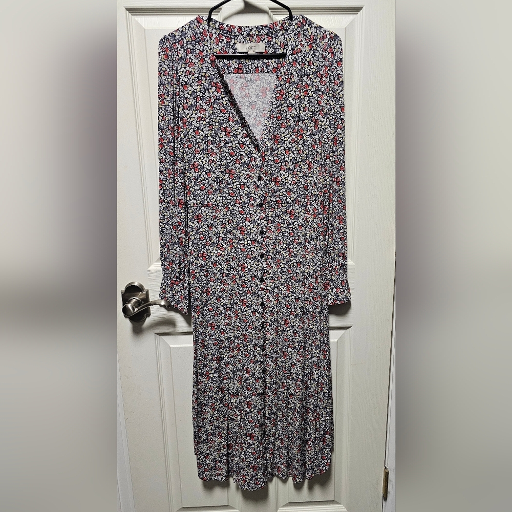 Ann Taylor LOFT Floral Button-Up Midi Dress - Size 4